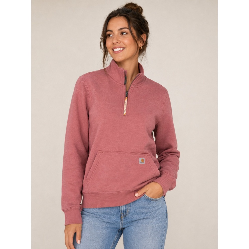 Carhartt Womens Relaxed Fit Midweight Quarter Zip Mock Neck Sweatshirt M 105295